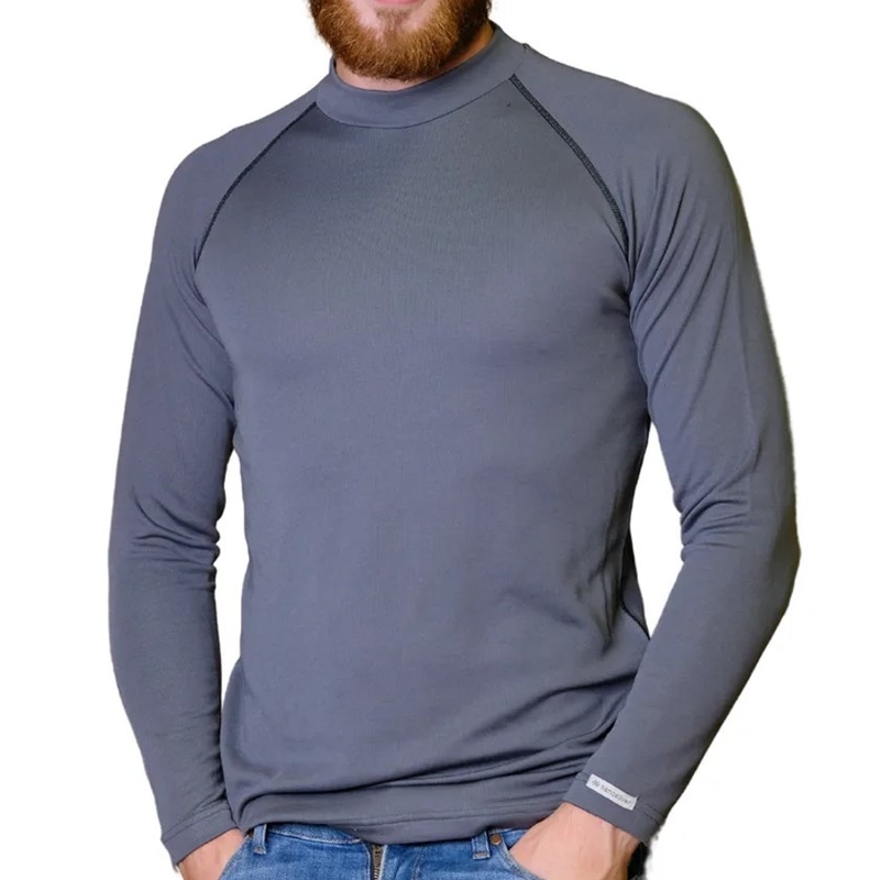 Vyriški termo marškinėliai nanosilver® Merino Stone pilkai juoda išpardavimas