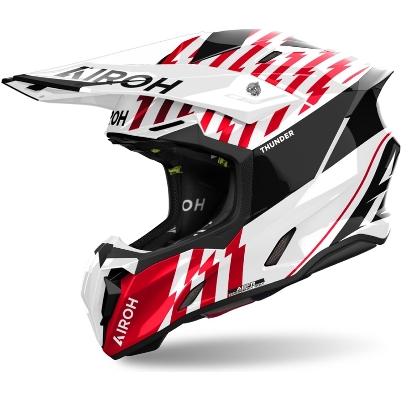 Motokroso šalmas "Airoh Twist 3 Thunder" blizgus raudonas