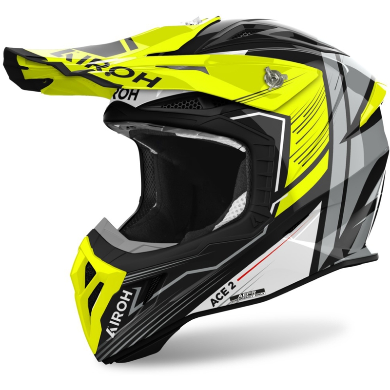 Motokroso šalmas "Airoh Aviator Ace 2 Engine" blizgus geltonas
