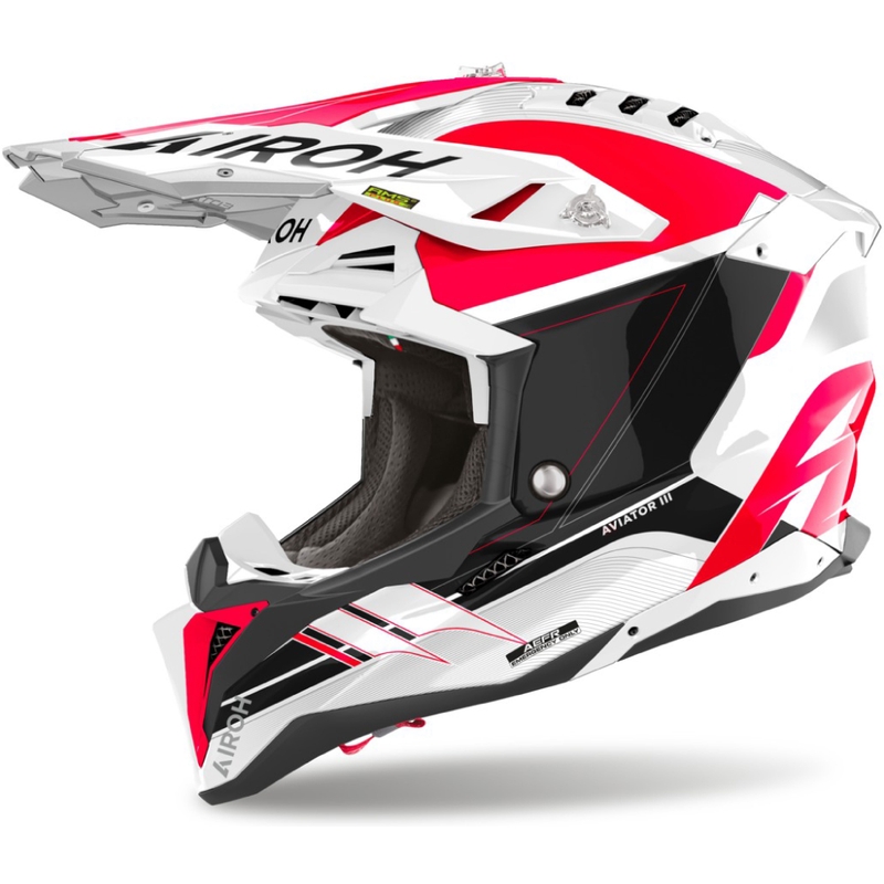 Motokroso šalmas "Airoh Aviator 3 Saber" blizgus raudonas