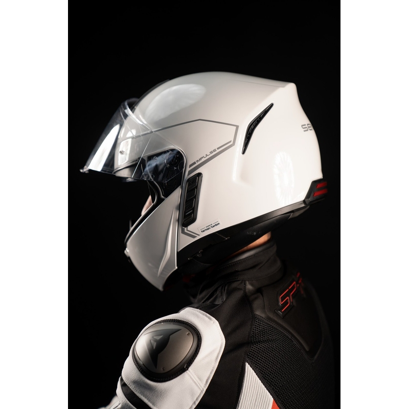 Vyklápěcí přilba na motorku SENA s Mesh headsetem Impulse bílá lesklá