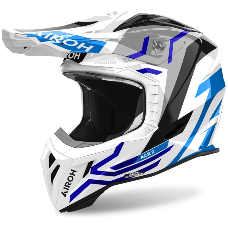 Motokroso šalmas Airoh Aviator Ace 2 Ground blizgus mėlynas