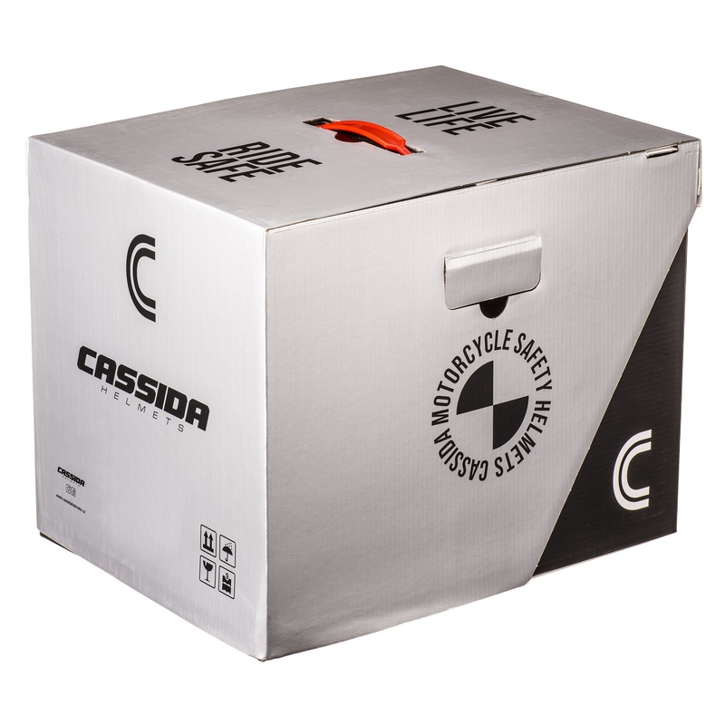 "Cassida Modulo 2.1 Profile" apverčiamas motociklininko šalmas matinis, juodas, pilkai oranžinis