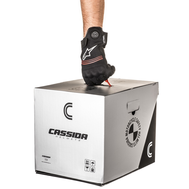 "Cassida Modulo 2.1 Profile" apverčiamas motociklininko šalmas matinis, juodas, pilkai oranžinis