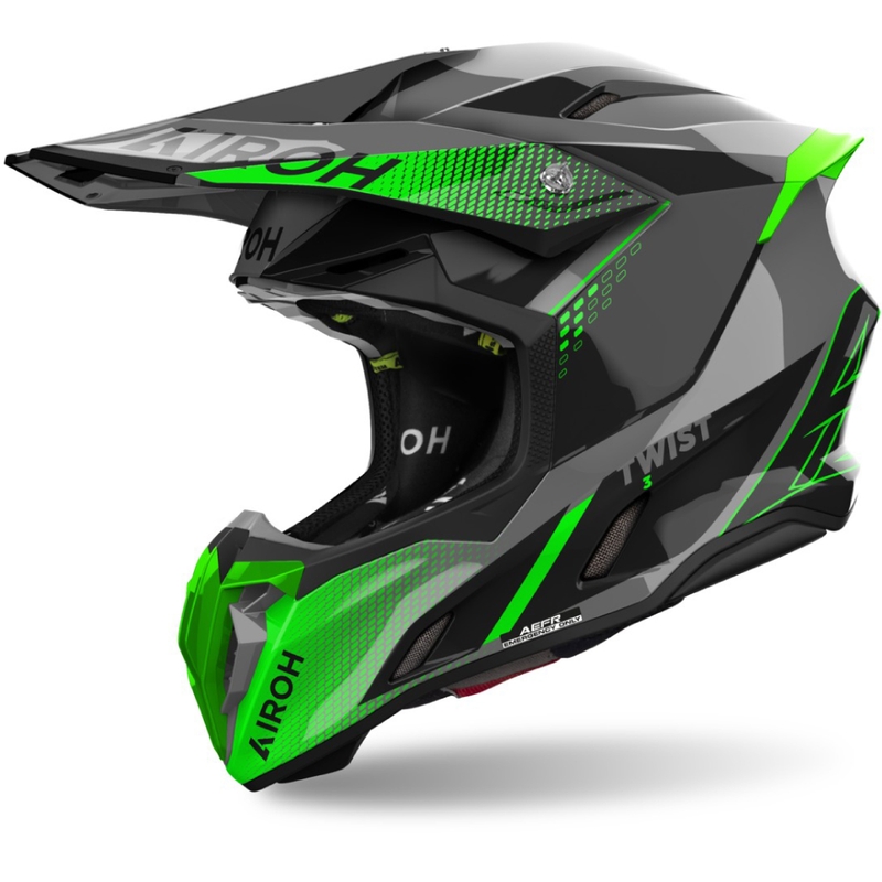 Motokroso šalmas "Airoh Twist 3 Shard" blizgus žalias