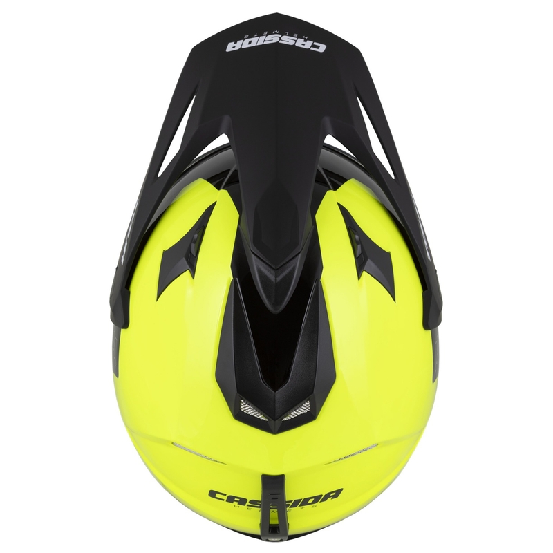 Enduro šalmas Cassida Tour 2.0 Dual fluo geltona-juoda su juodu matiniu skydeliu