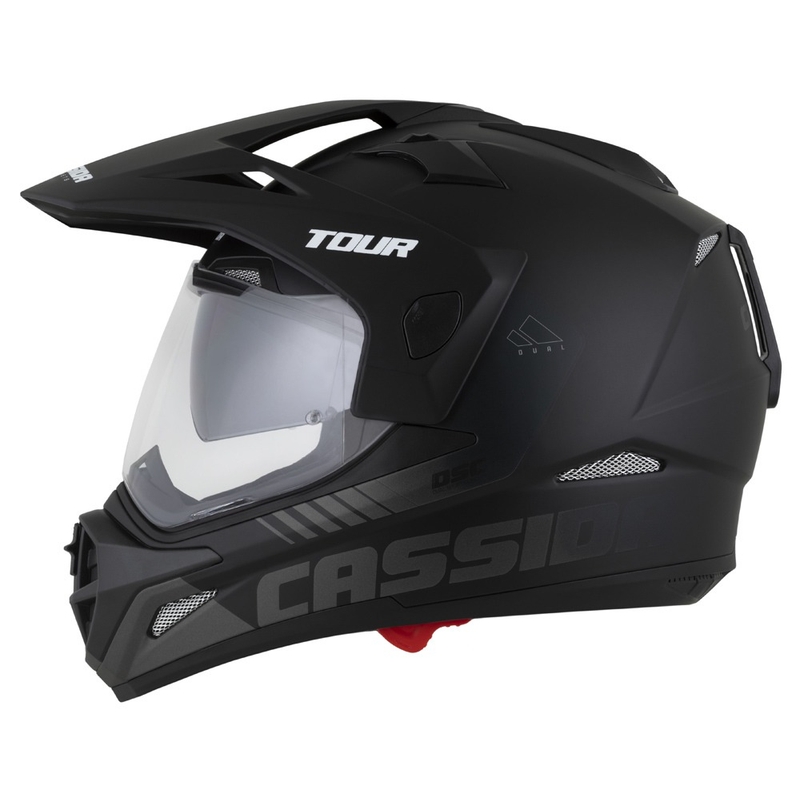 Enduro šalmas Cassida Tour 2.0 Dual matinis juodai pilkas su juodu matiniu skydeliu