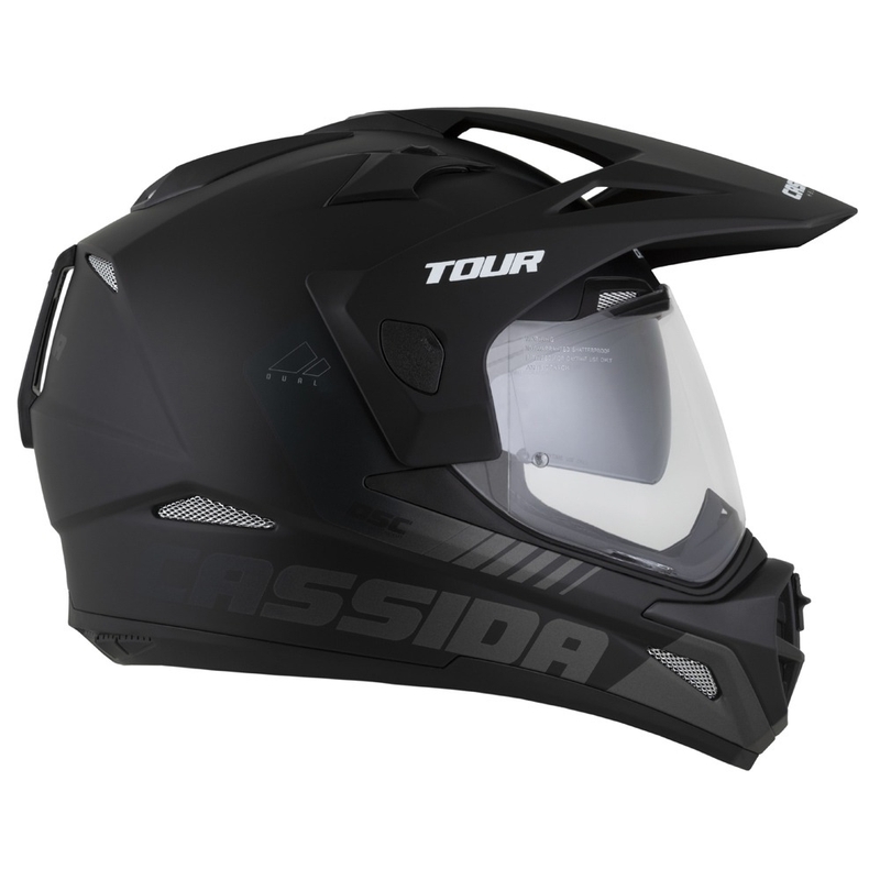 Enduro šalmas Cassida Tour 2.0 Dual matinis juodai pilkas su juodu matiniu skydeliu