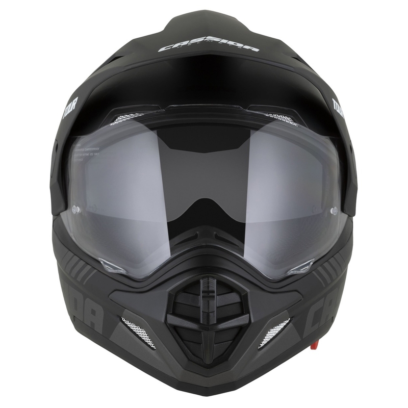 Enduro šalmas Cassida Tour 2.0 Dual matinis juodai pilkas su juodu matiniu skydeliu