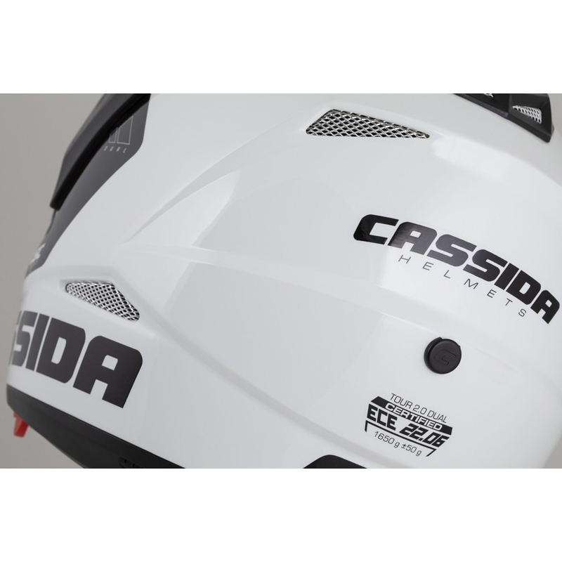 Enduro šalmas Cassida Tour 2.0 X-tra pilka-geltona-juoda su juodu matiniu skydeliu