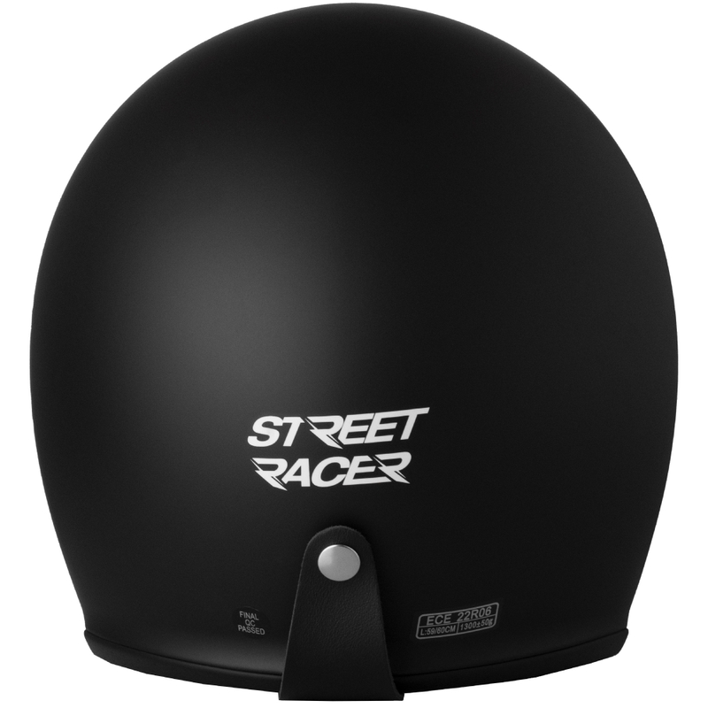 Atviras motociklininko šalmas Street Racer Shadow II matinės juodos spalvos