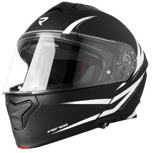 Apverčiamas motociklininko šalmas "Street Racer Fury" matinis juodai baltas