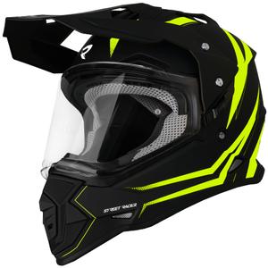 Enduro motociklininko šalmas Street Racer Ignite matinis juodas-fluo geltonas