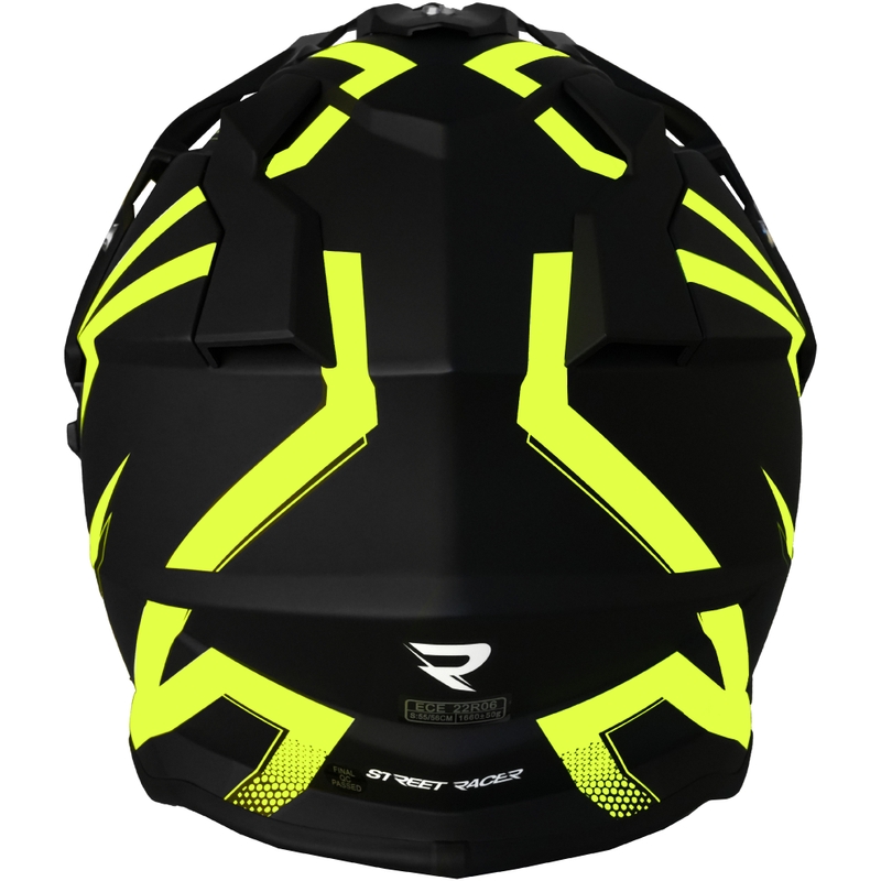 Enduro motociklininko šalmas Street Racer Ignite matinis juodas-fluo geltonas