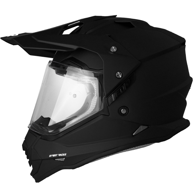 Enduro motociklo šalmas Street Racer Ignite matinės juodos spalvos