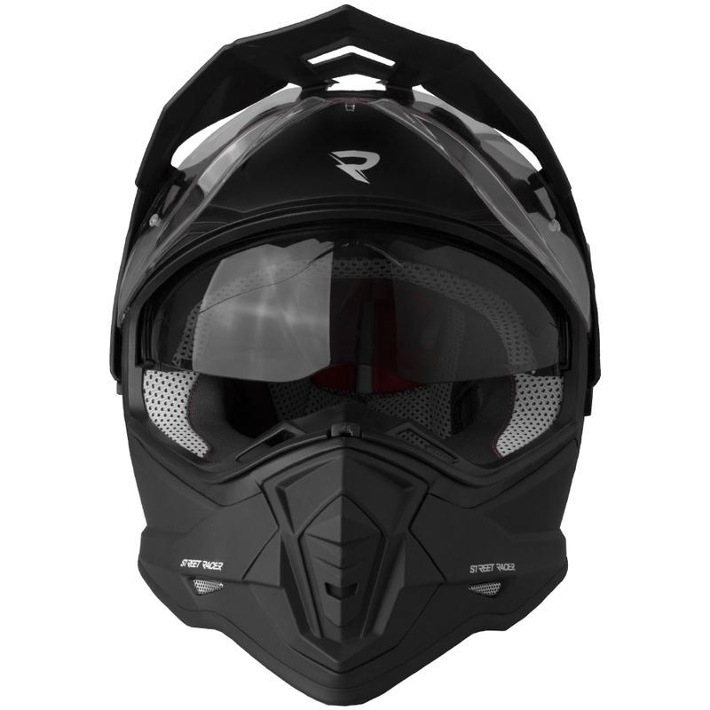 Enduro motociklo šalmas Street Racer Ignite matinės juodos spalvos