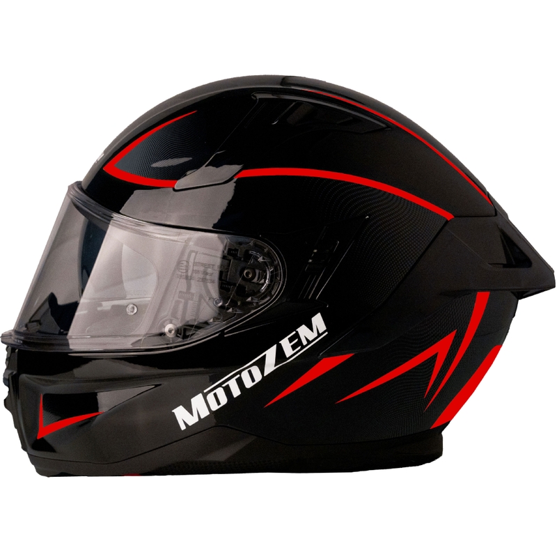 Integruotas motociklininko šalmas Motozem Guardian juodas-raudonas