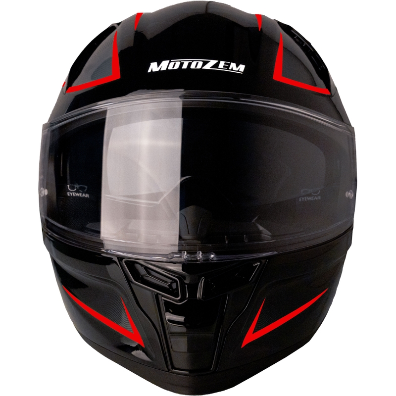 Integruotas motociklininko šalmas Motozem Guardian juodas-raudonas