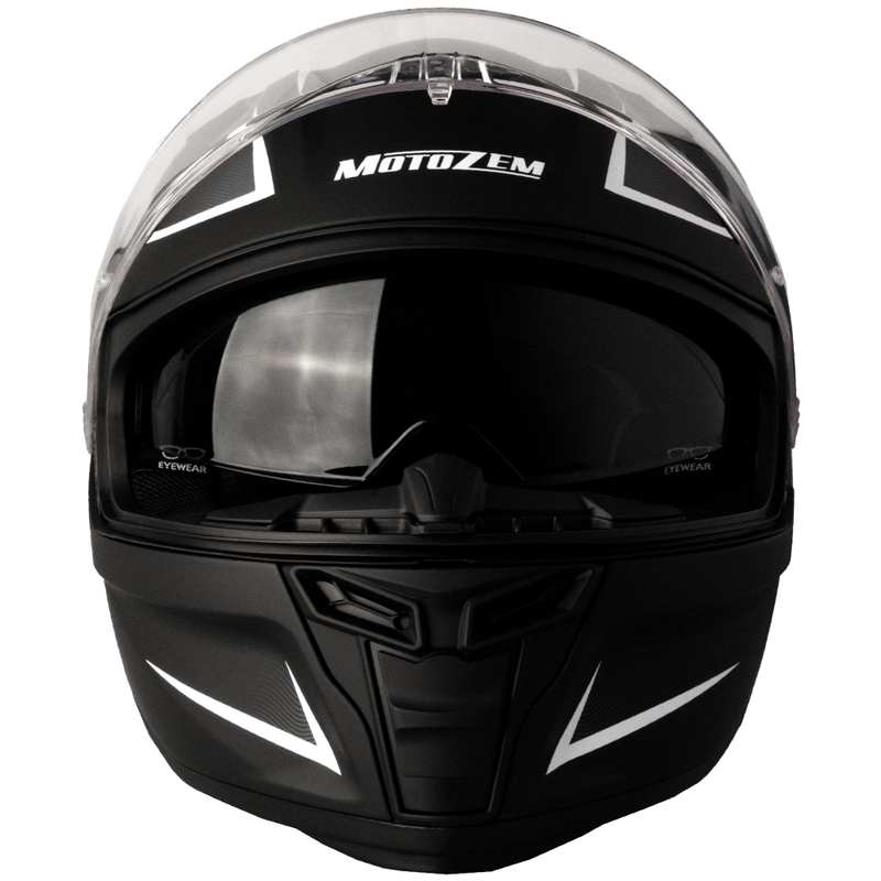 MotoZem Guardian integralus motociklininko šalmas matinis juodai-baltai pilkas