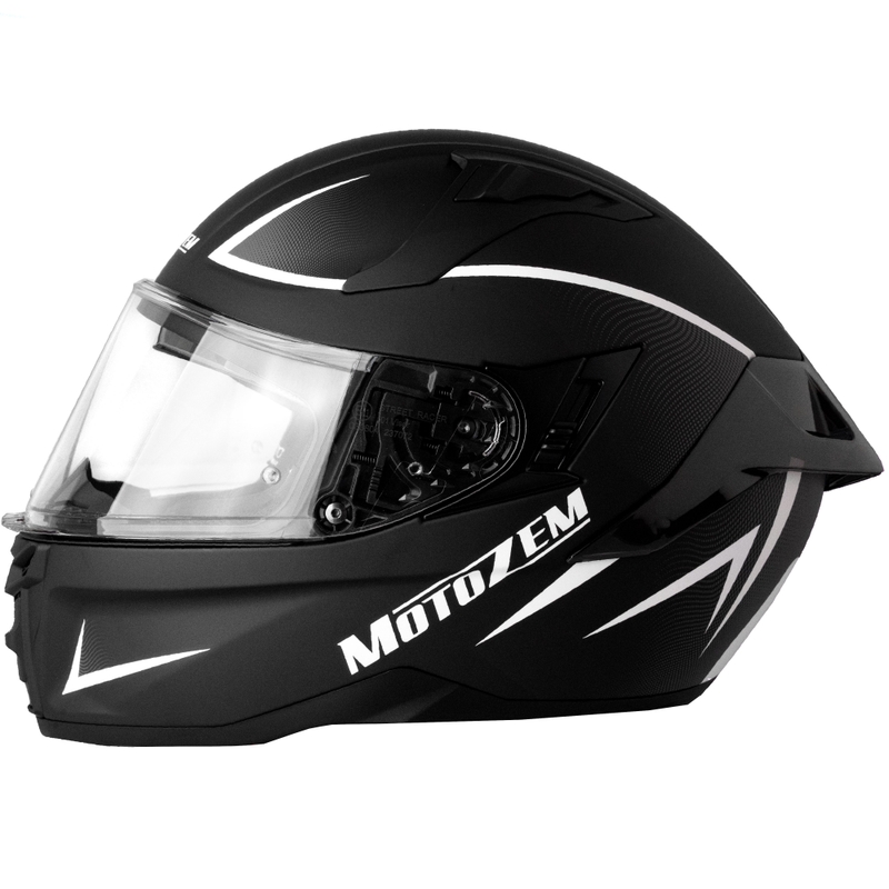 MotoZem Guardian integralus motociklininko šalmas matinis juodai-baltai pilkas