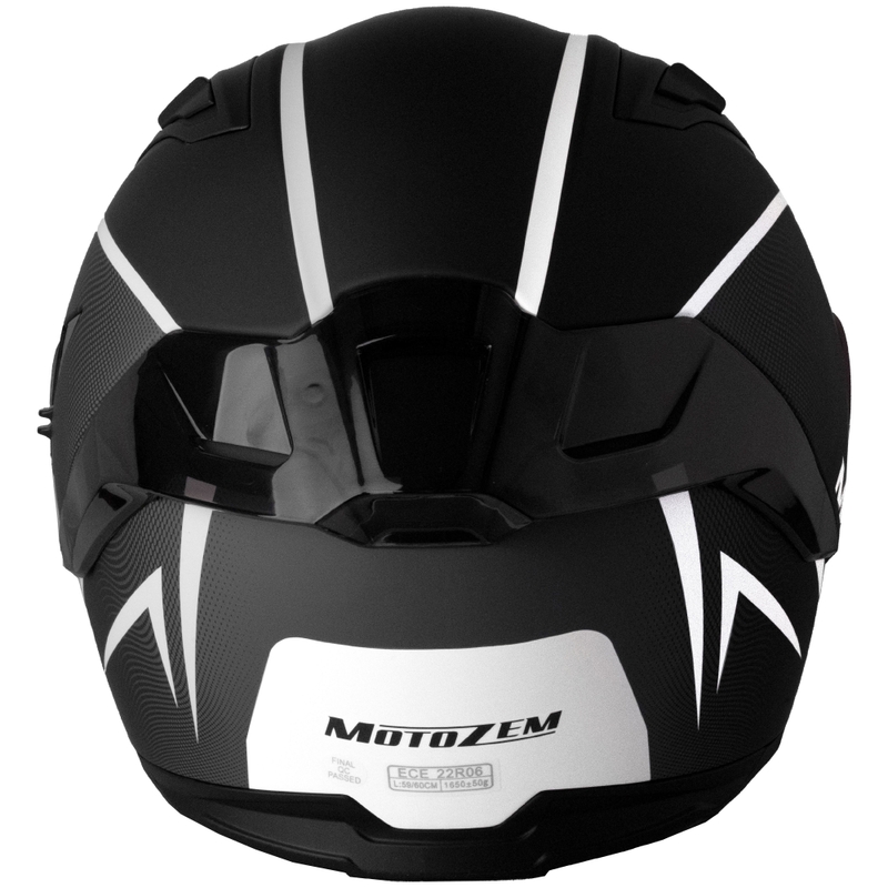 MotoZem Guardian integralus motociklininko šalmas matinis juodai-baltai pilkas
