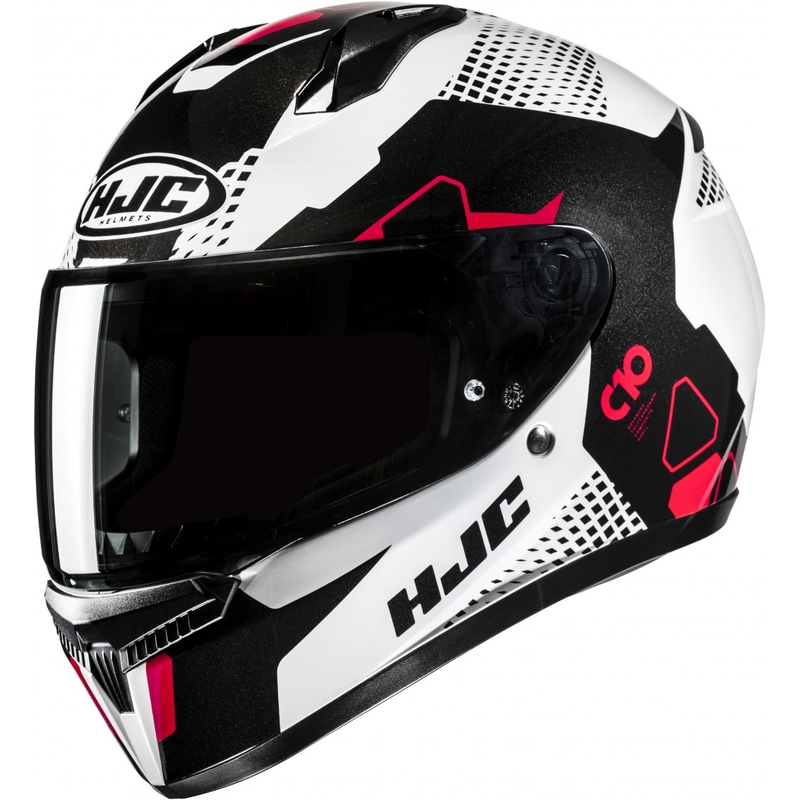 Integruotas motociklininko šalmas HJC C10 Aspa MC1 baltas-juodas-raudonas