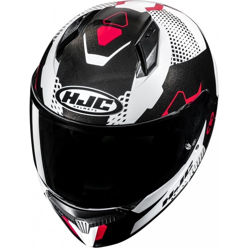 Integruotas motociklininko šalmas HJC C10 Aspa MC1 baltas-juodas-raudonas