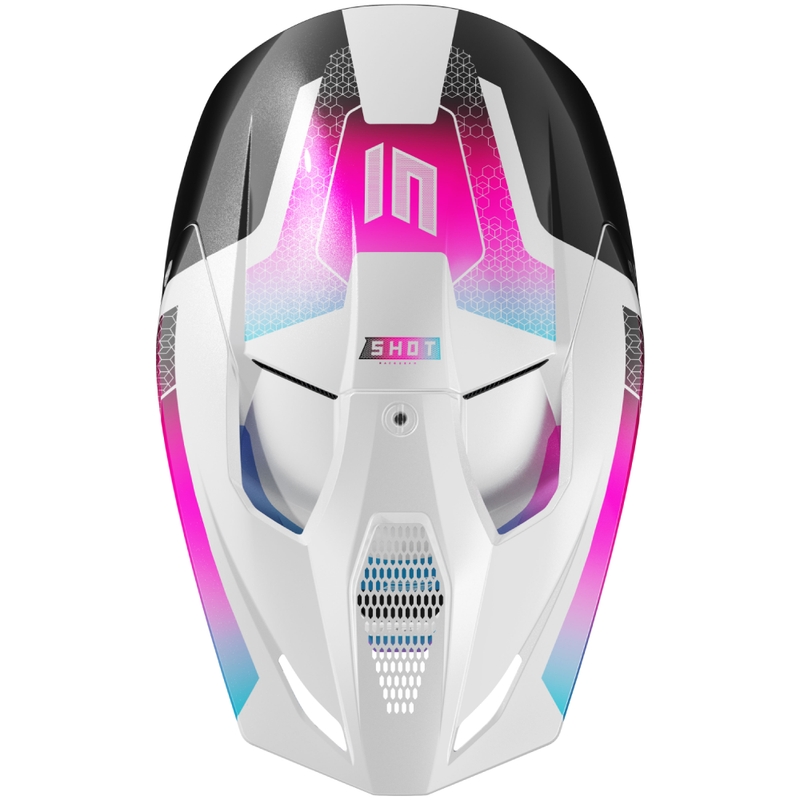 Motokroso šalmas Shot Race Phaser pearl black-blue-pink
