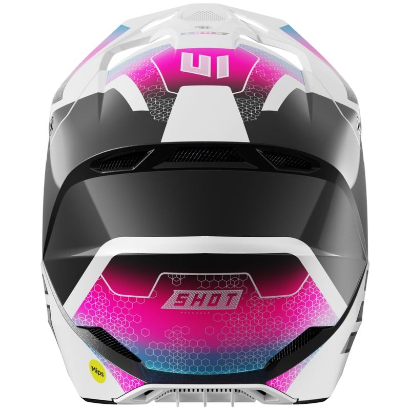 Motokroso šalmas Shot Race Phaser pearl black-blue-pink