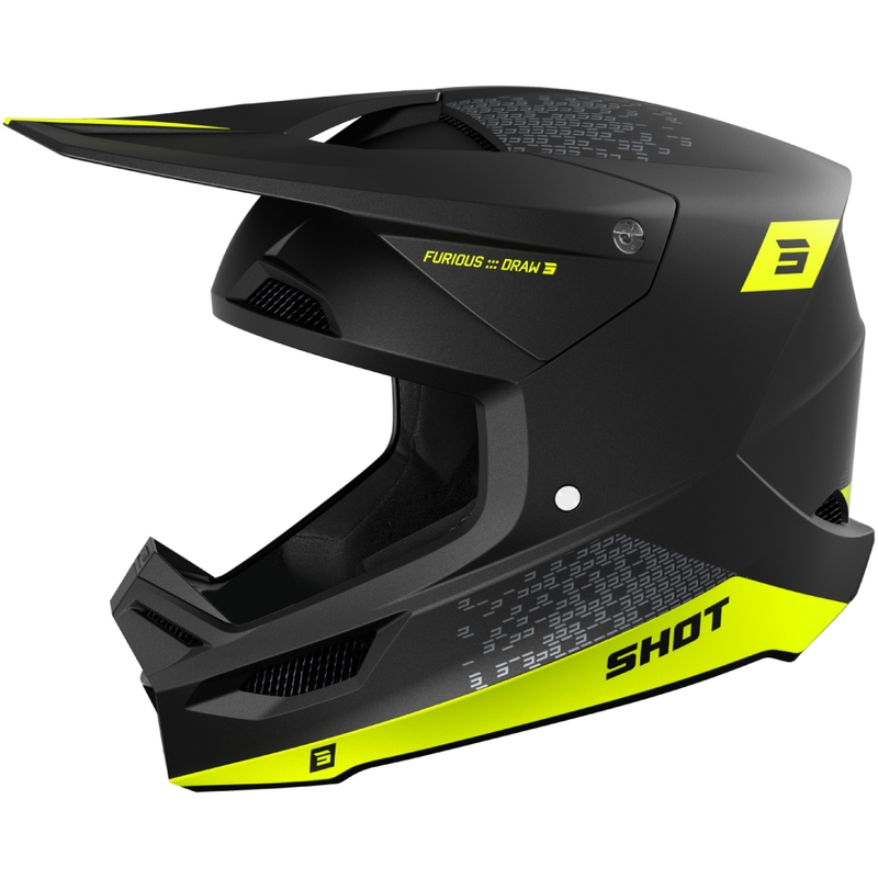 Motokroso šalmas Shot Furious Draw fluo yellow