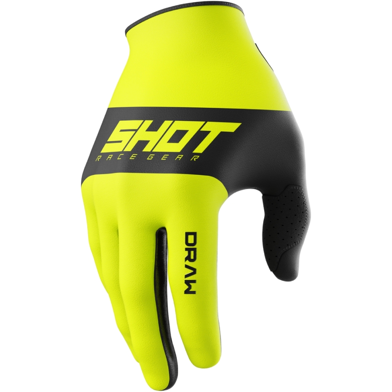 Vaikiškos motokroso pirštinės Shot Draw Sky fluo yellow