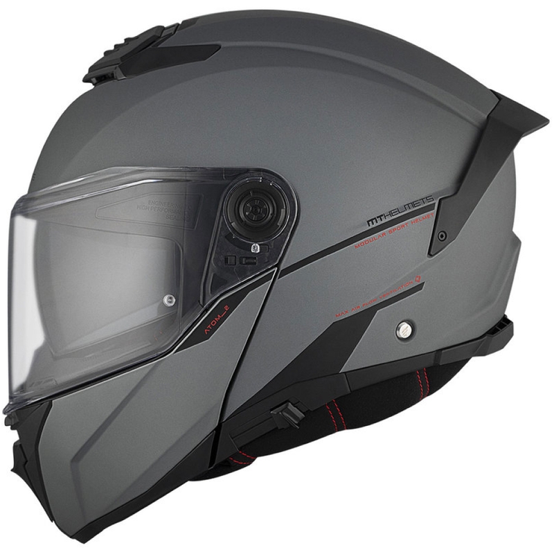 MT ATOM 2 SV SOLID A2 motociklininko šalmas pilkas matinis