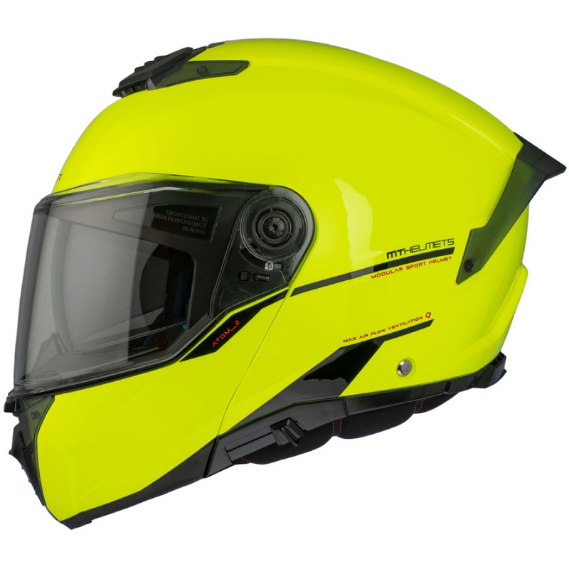 MT ATOM 2 SV SOLID A3 fluo geltonas blizgus motociklininko šalmas