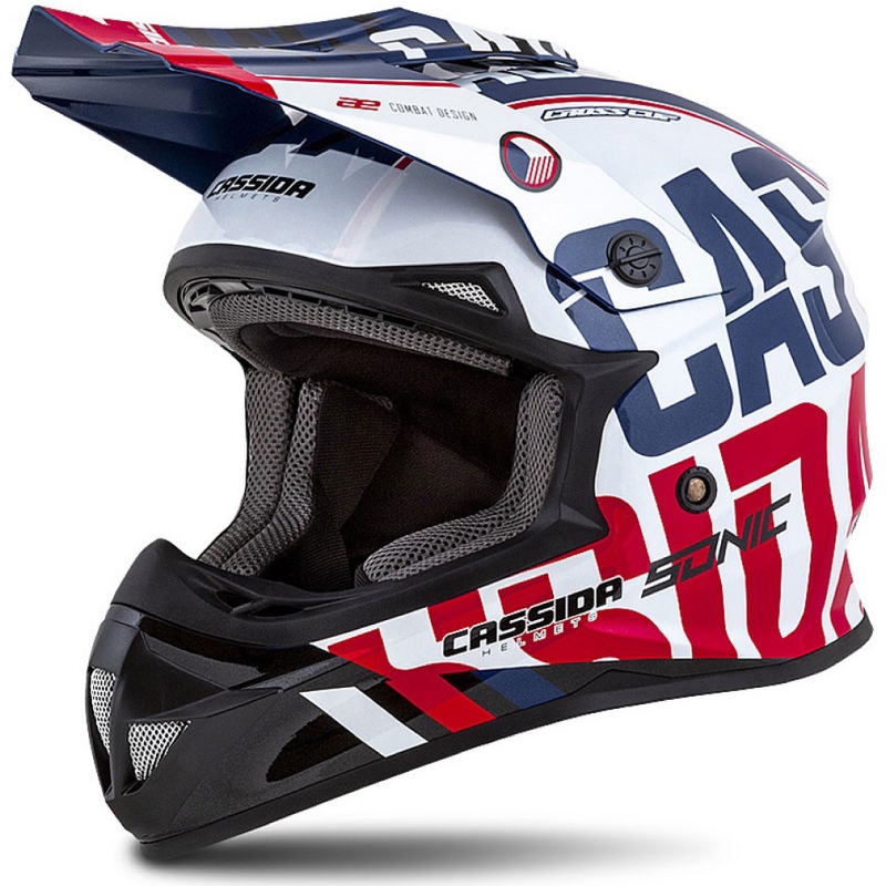 Motokrosová přilba Cassida Cross Cup Sonic červeno-modro-bílá