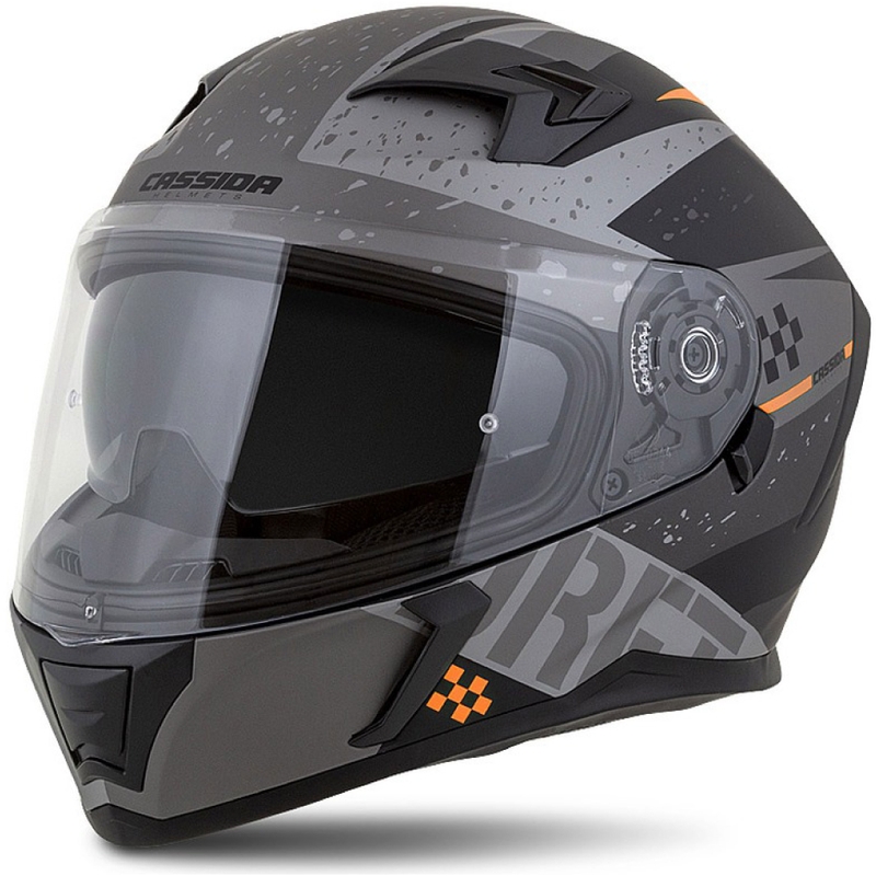 "Integral" motociklininko šalmas Cassida Integral 3.0 DRFT matinis pilkai-juodai-oranžinis