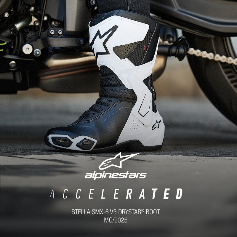 "Alpinestars" moterų "Stella SMX-6 3 Drystar" baltos ir juodos spalvų motociklininkų batai