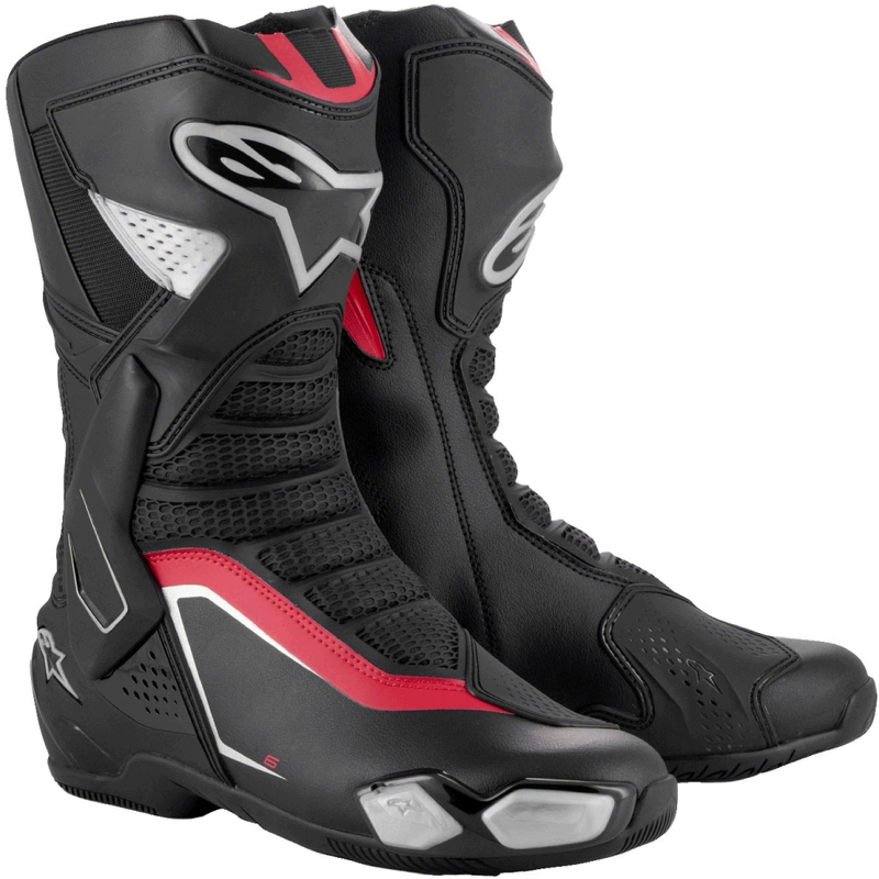 Alpinestars SMX-6 3 juodi-sidabriniai-raudoni motociklininko batai