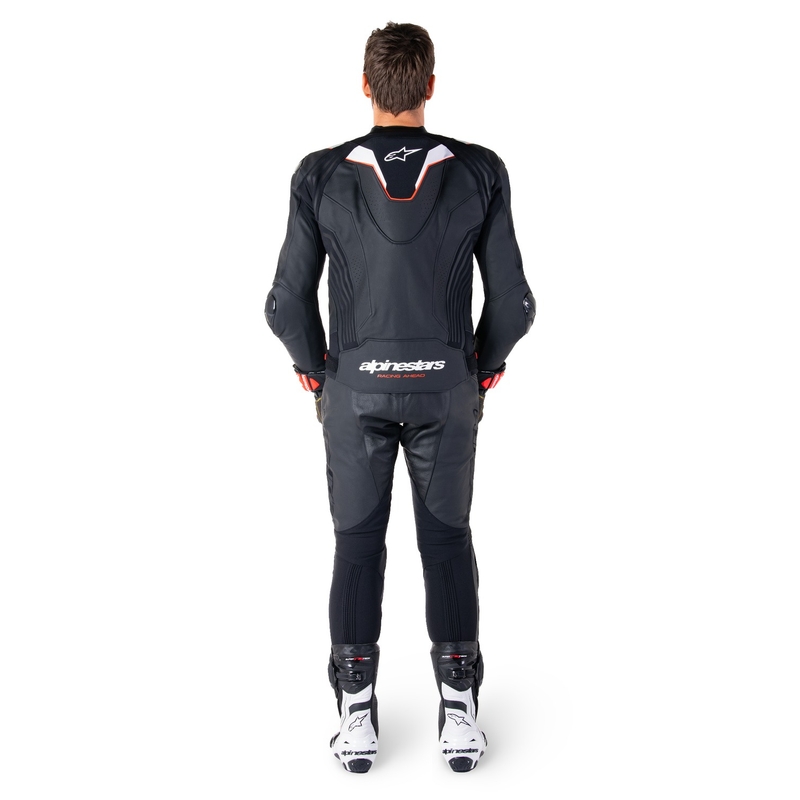 "Alpinestars Missile 3 Ignition" juodai balta odinė motociklininko striukė