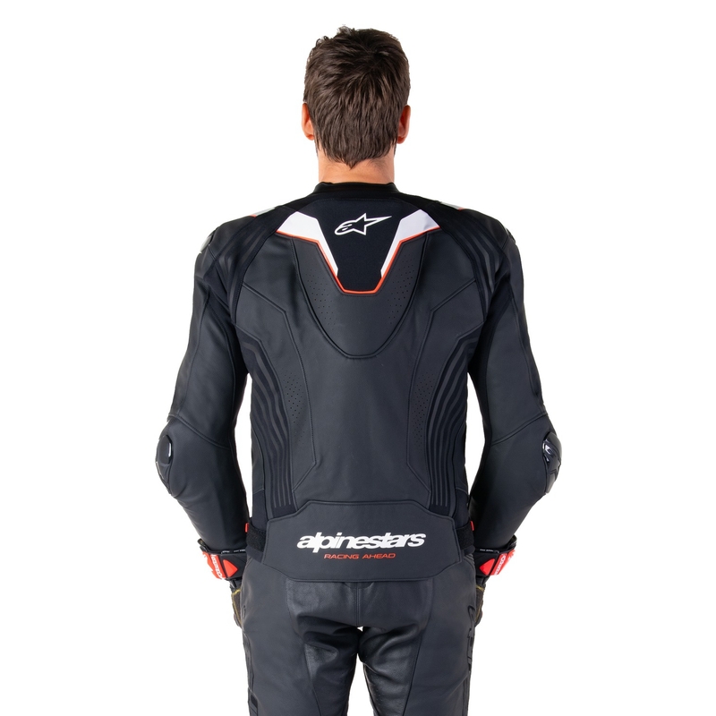"Alpinestars Missile 3 Ignition" juodai balta odinė motociklininko striukė