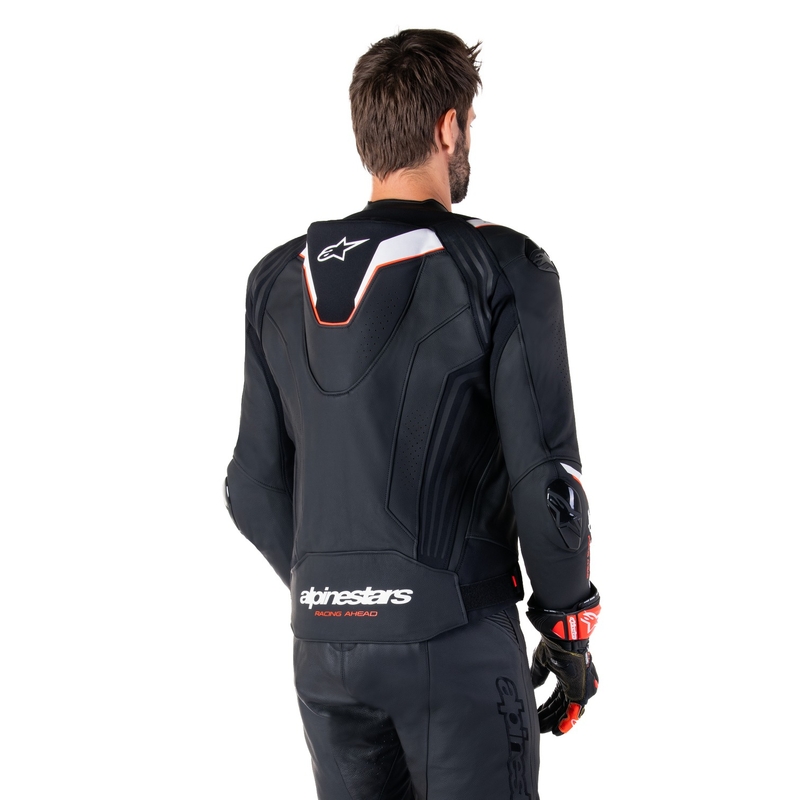 "Alpinestars Missile 3 Ignition" juodai balta odinė motociklininko striukė