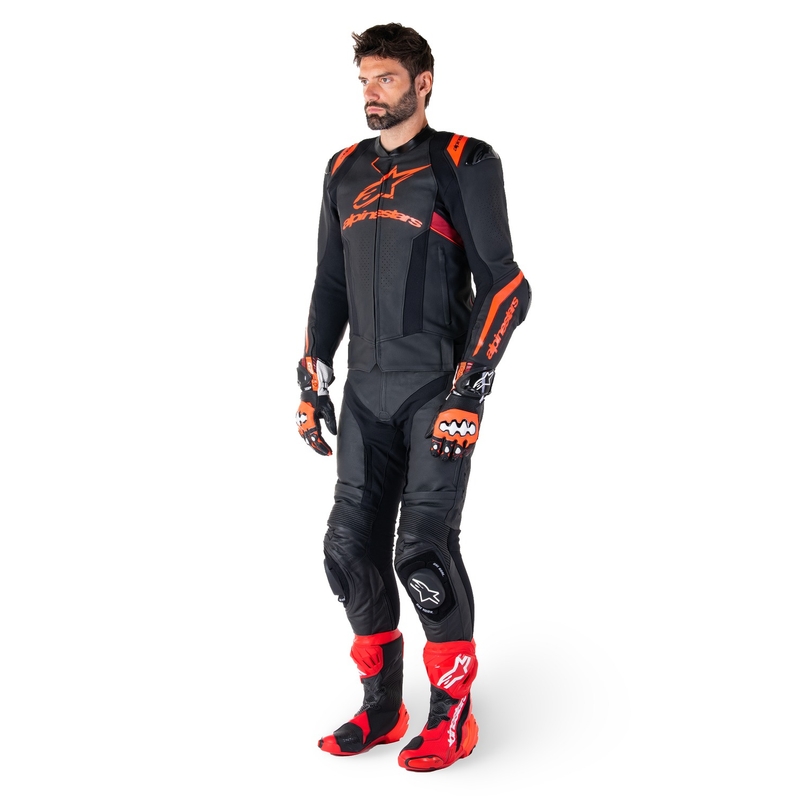 Alpinestars Missile 3 Ignition Black-Fluo Red-Dark Red odinė motociklininko striukė
