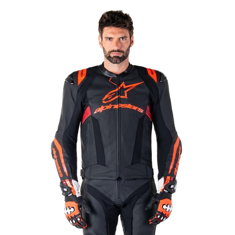 Alpinestars Missile 3 Ignition Black-Fluo Red-Dark Red odinė motociklininko striukė