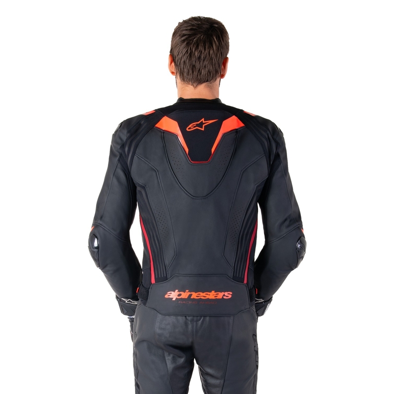 Alpinestars Missile 3 Ignition Black-Fluo Red-Dark Red odinė motociklininko striukė