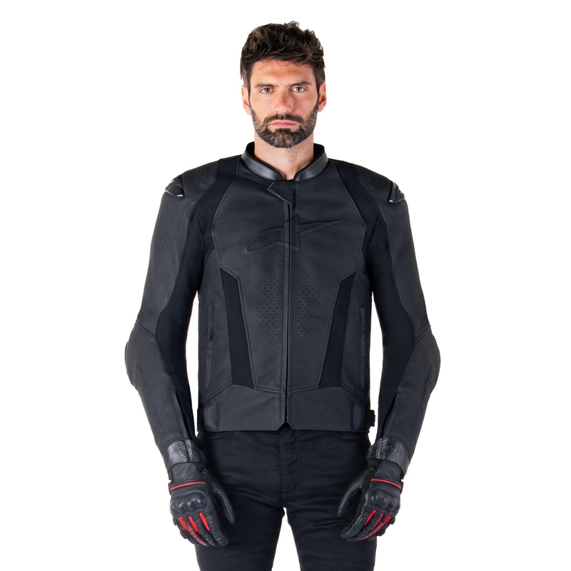 "Alpinestars Missile 3" juoda odinė motociklininko striukė