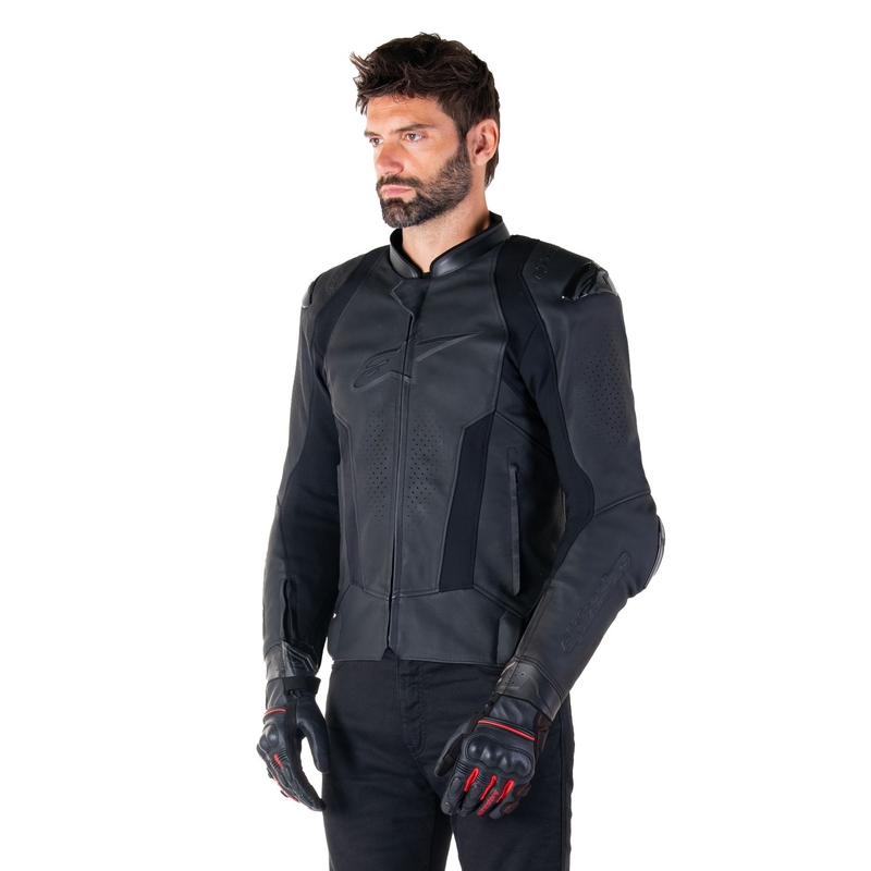 "Alpinestars Missile 3" juoda odinė motociklininko striukė