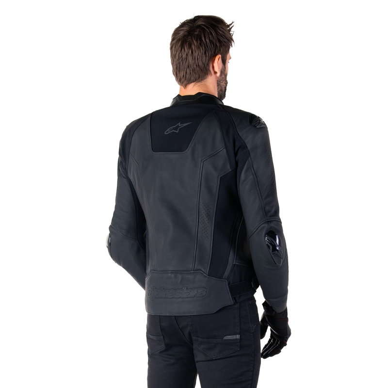"Alpinestars Missile 3" juoda odinė motociklininko striukė