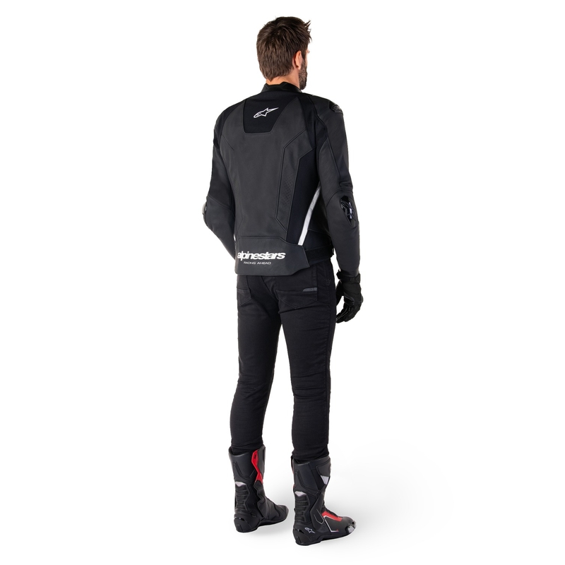 Alpinestars Missile 3 juodai balta odinė motociklininko striukė