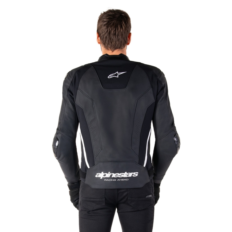 Alpinestars Missile 3 juodai balta odinė motociklininko striukė