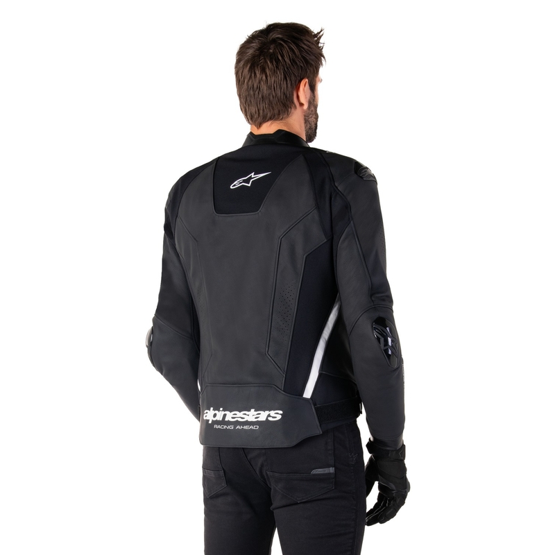 Alpinestars Missile 3 juodai balta odinė motociklininko striukė