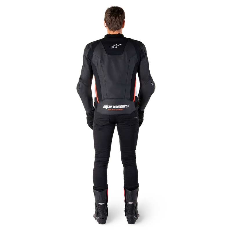 Alpinestars Missile 3 Black-White-Fluo Red odinė motociklininko striukė